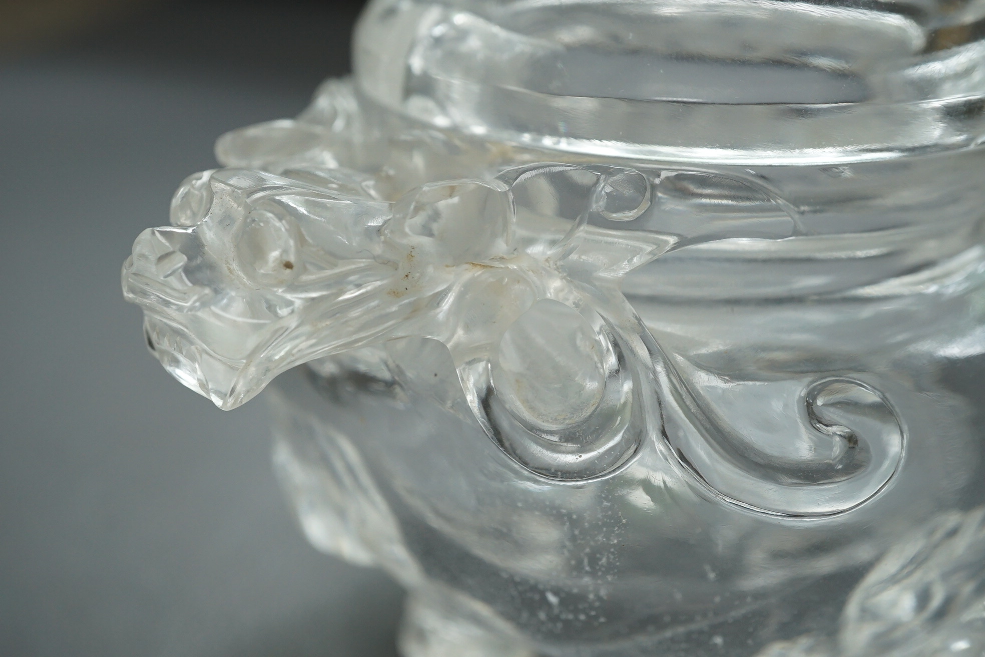 A Chinese rock crystal tripod censer and cover, ding, early 20th century